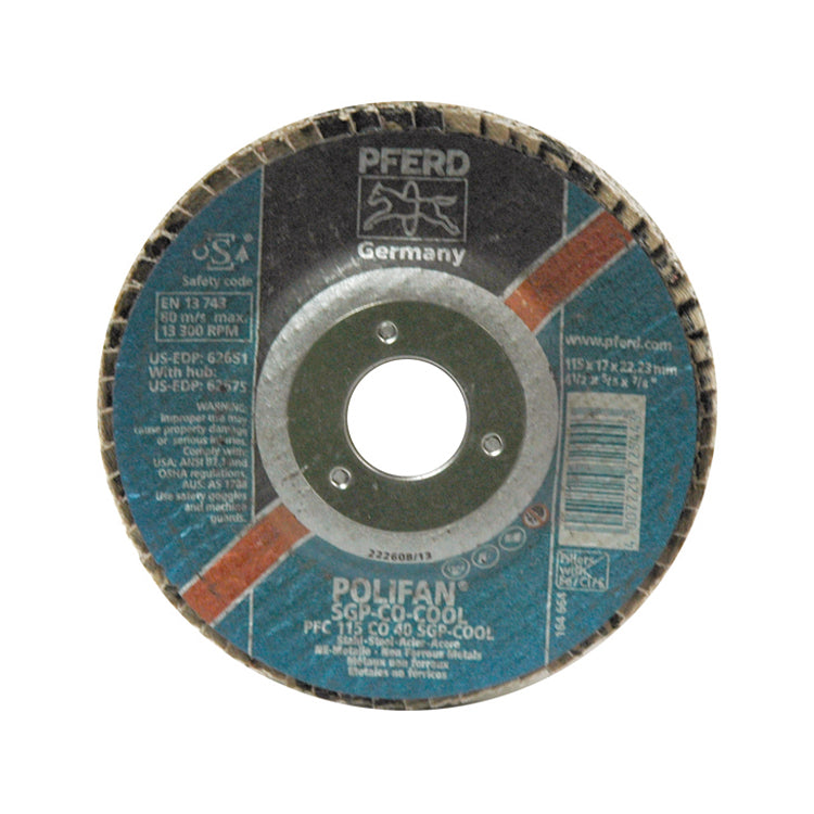 4-1/2 Inch X 5/8-11 40 Grit Ceramic Oxide Type 29 Conical Polifan® Sgp Co-Cool Abrasive Flap Disc