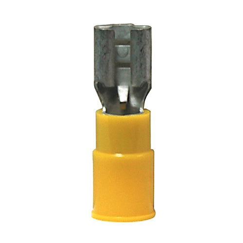 12-14 Gauge Female Push On Connector 1/4" Tab Pvc Insulated Yellow