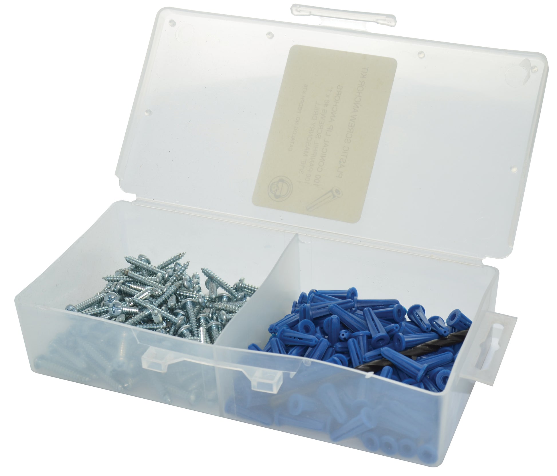#6 x 3/4 Inch Bantam Plastic Conical Plug Anchor Kit - Includes 3/16 x 4 Inch Drill Bit #6 x 1 Screws