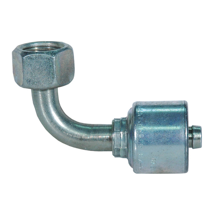 3/8 Inch x 3/8 Inch Female British Standard Parallel Pipe O-Ring Swivel - 90 Degree Bent Tube Tuffcoat Lead Free MegaCrimp Coupling