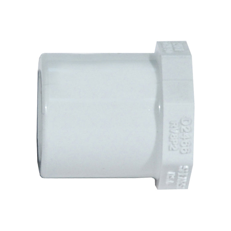 3/4 Inch X 1/2 Inch Spigot X Socket Sch 40 White Pvc Type 1 Flush Reducer Bushing