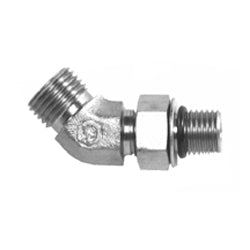 1 Inch 5500 psi Zinc Plated With Clear Trivalent Chromatic Carbon Steel Male Boss O-Ring 45 Degree Elbow To Flat Face O-Ring Male Boss O-Ring Adapter