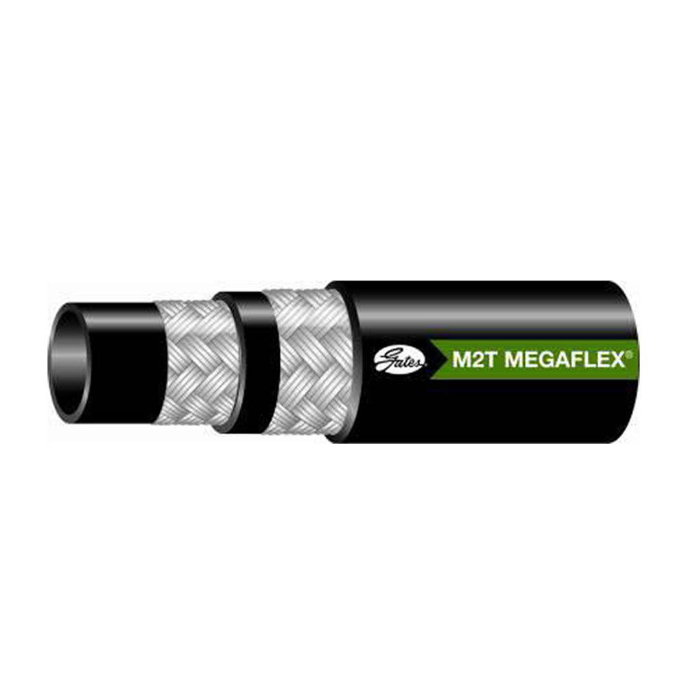 1/4 Inch ID x 0.56 Inch OD Black Synthetic Rubber M2T MegaFlex 2-Wire Braid Hose - Sold Per Foot