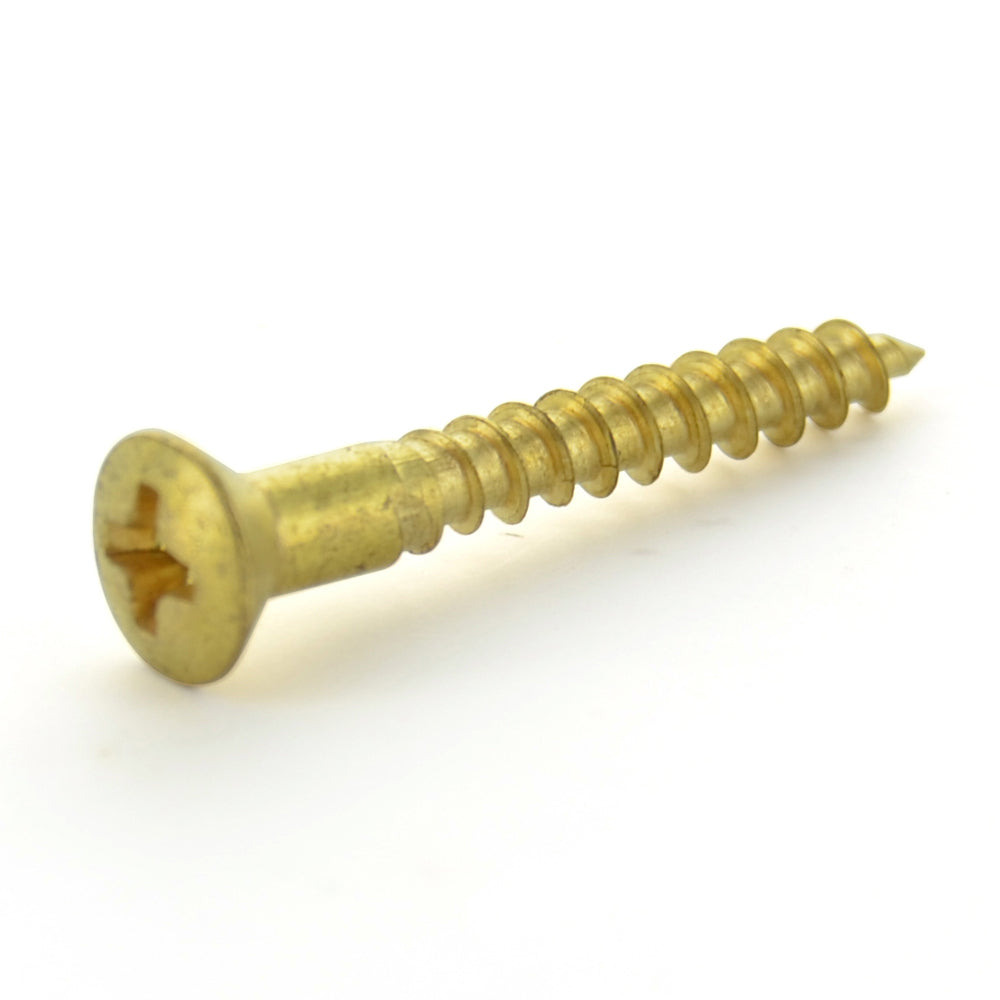 #8 x 1-1/2 Inch Plain Brass Phillips Oval Head Wood Screw