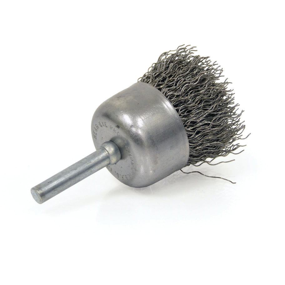 2 Inch X 0.012 Inch X 1/4 Inch Stem Mounted Carbon Steel Crimped Wired Cup Brush