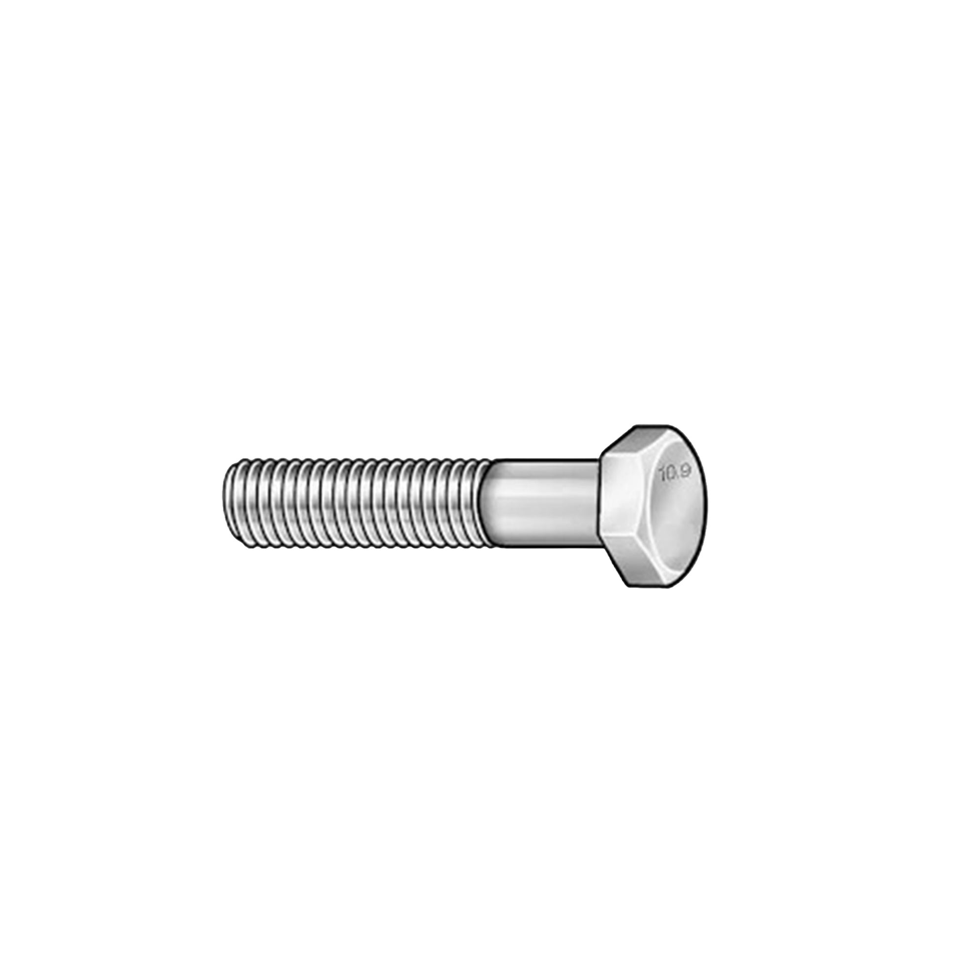 M16 x 2 x 50 mm Coarse Class 8.8 Zinc Plated Steel Hex Head Cap Screw