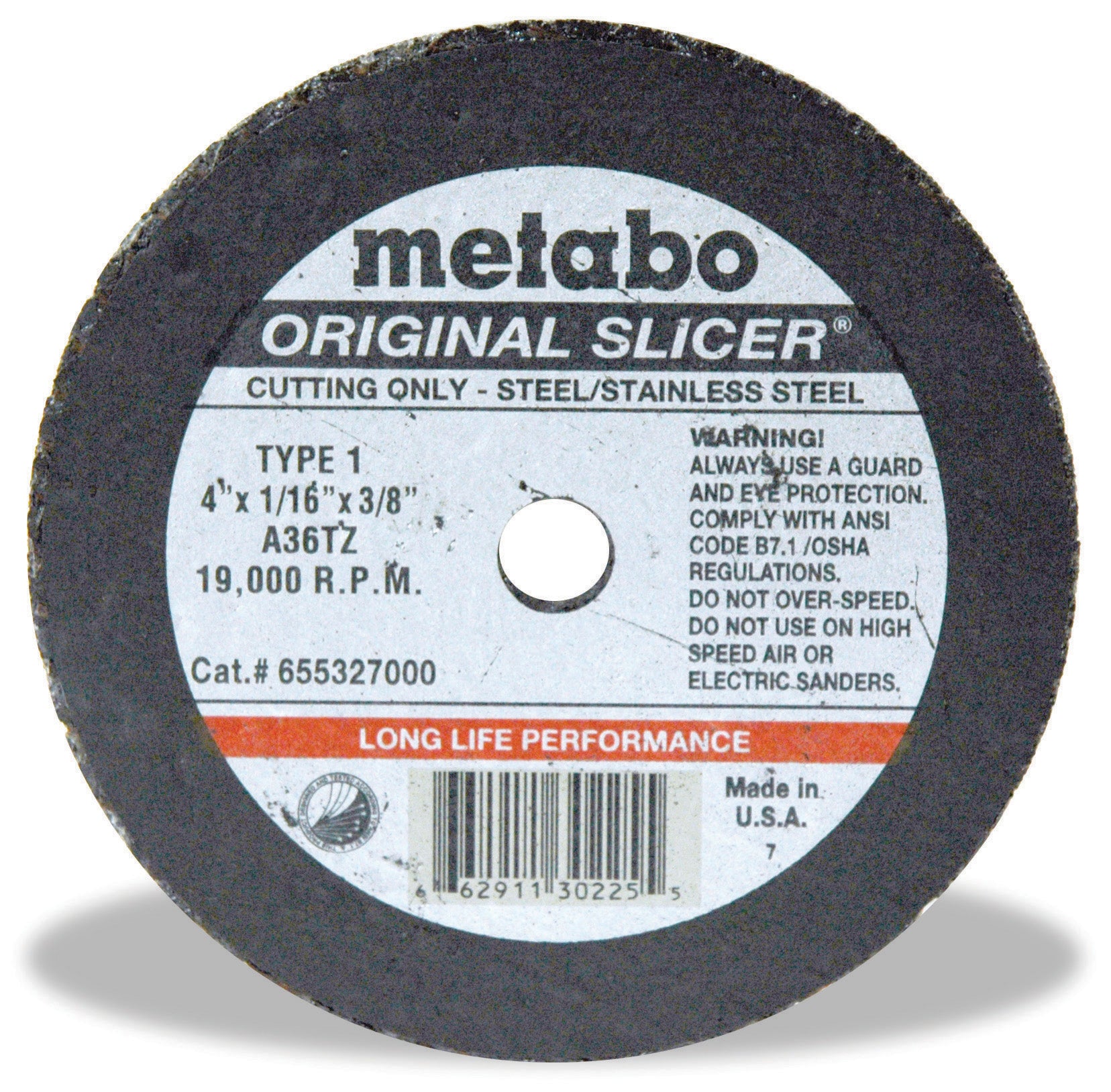 Metabo Aluminum Oxide Type 1 Cut-Off-Wheel - A60Tz Grit - 2 Inch X 0.035 Inch X 3/8 Inch Arbor Hole