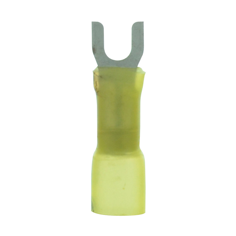 12-10 Gauge Lead Free Heat Shrink, Crimp & Solder Fork Spade #8 Stud Red