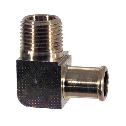 5/8 Inch x 1/2 Inch 90 Degree Elbow Tube to Male Pipe Connector Brass Fuel Hose - Single Barb