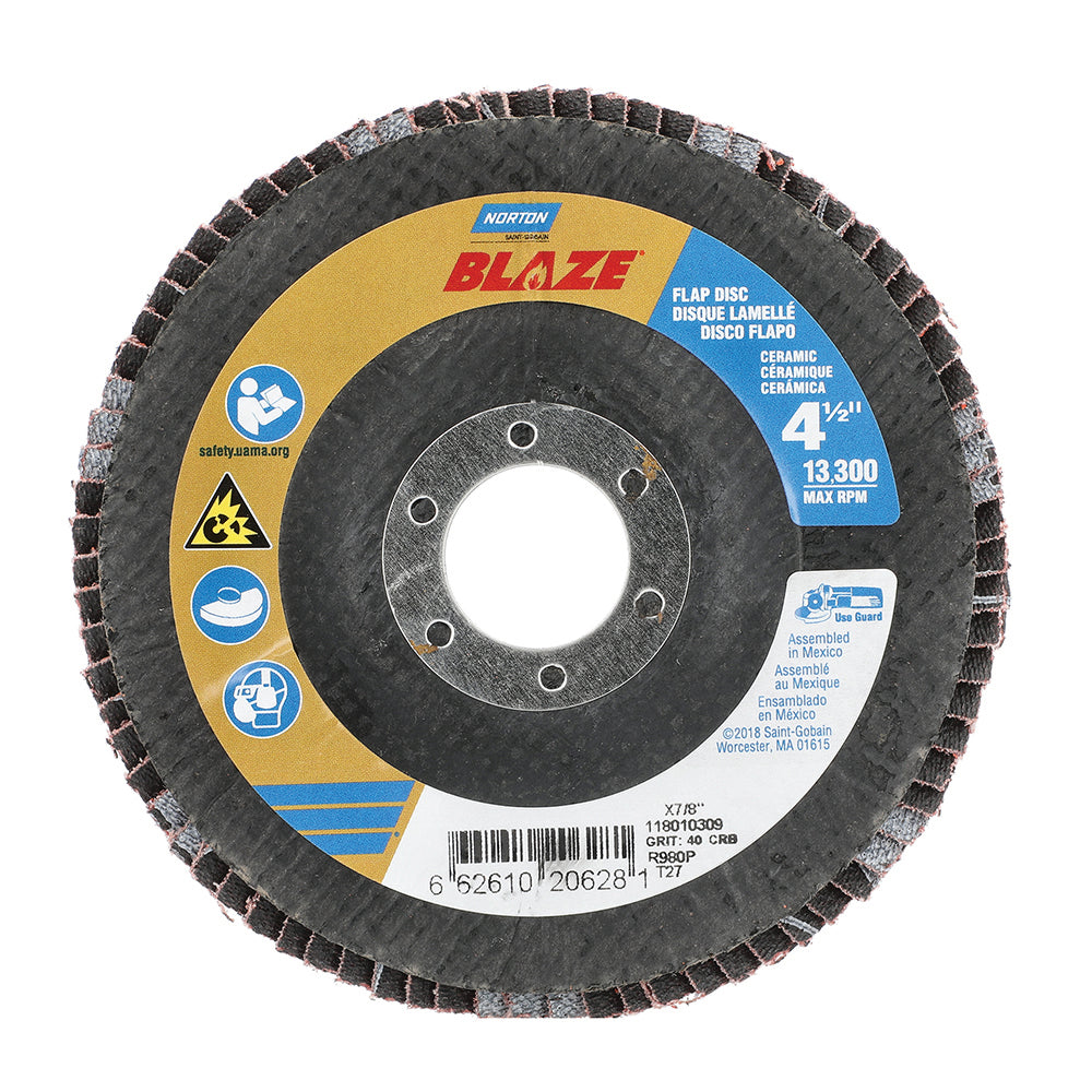 4-1/2 x 7/8 In. Blaze Fiberglass Flap Disc T27 36 Grit R980P Ca