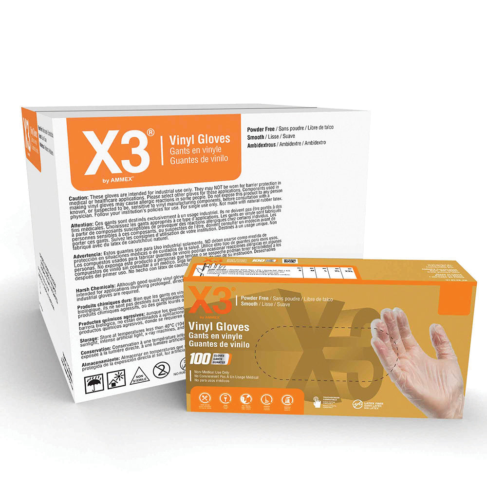 Industrial Grade Vinyl Disposable Gloves Large - Box of 100