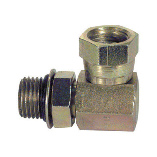 1 Inch x 1-5/16 Inch 10000 psi Zinc Plated Yellow Dichromate Carbon Steel Male Boss O-Ring To Female Pipe Swivel 90 Degree Elbow Swivel Adapter