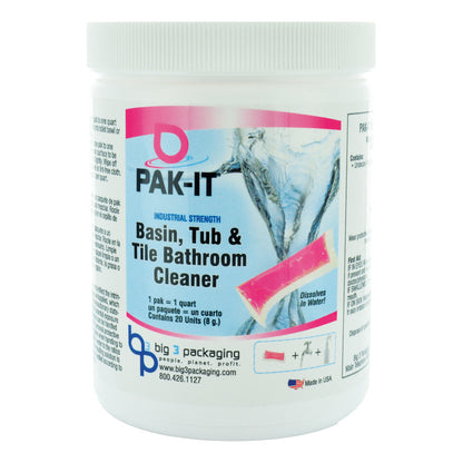 Pak-It Basin- Tub And Tile Bathroom Cleaner - 20 Count Jar - Clearance