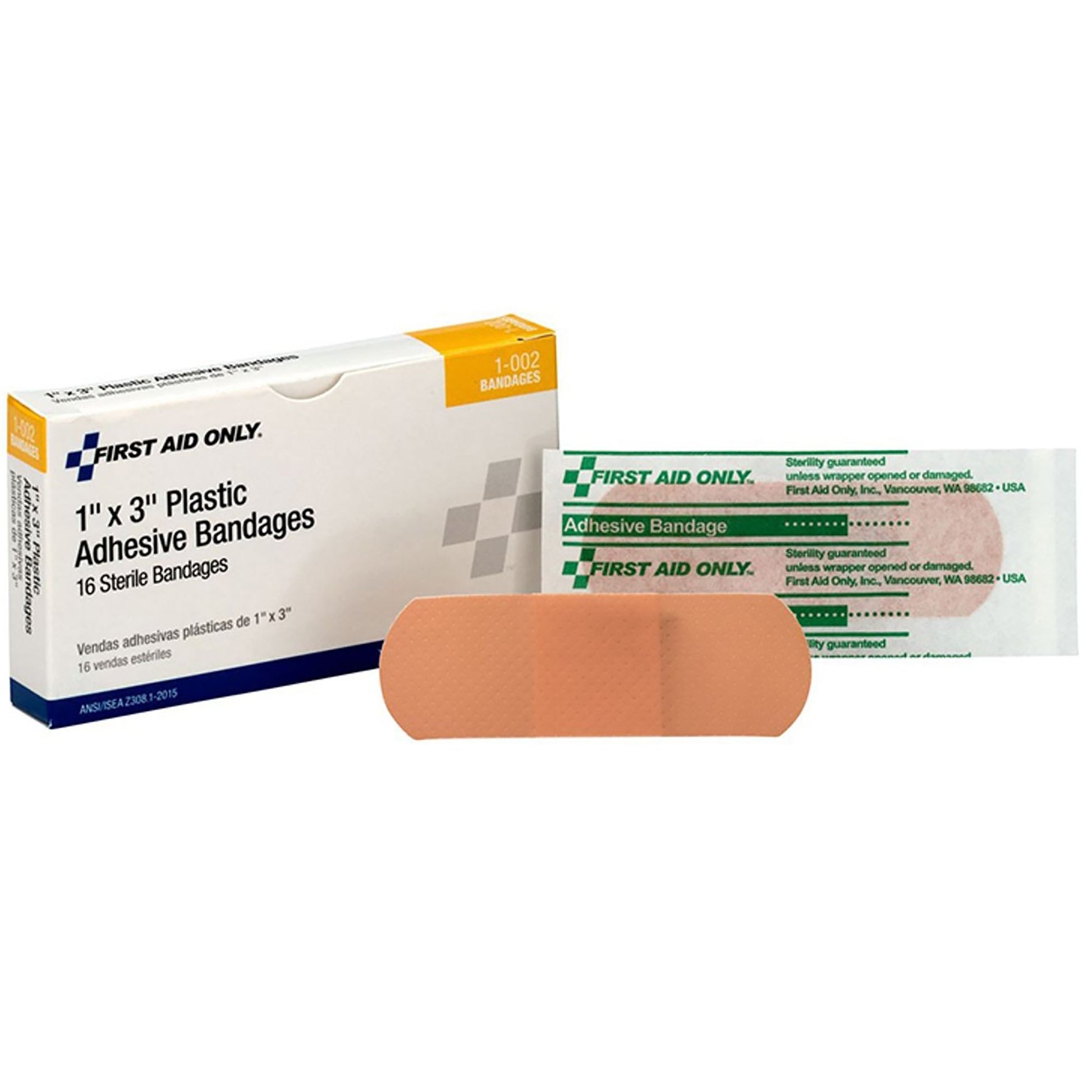 1" x 3" Plastic Adhesive Bandage Box of 16