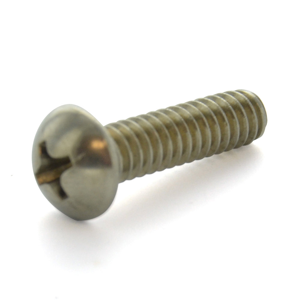 #10-24 x 3/4 Inch Coarse Plain 18-8 (A2) Stainless Steel #2 Phillips Drive Round Head Machine Screw