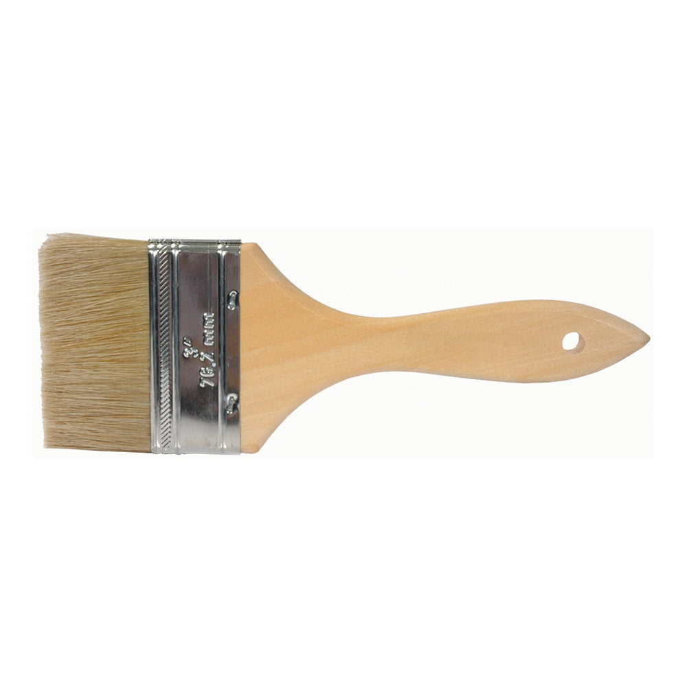 3 Inch X 7-1/2 Inch Smooth Sanded Tin Ferrule Handle White 100% Bristle Chip Brush