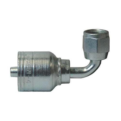 3/8 Inch x 1/2 Inch Jic 37 Degree Female Swivel 90 Degree Elbow Yellow Zinc Z Series Weathergrip Crimp