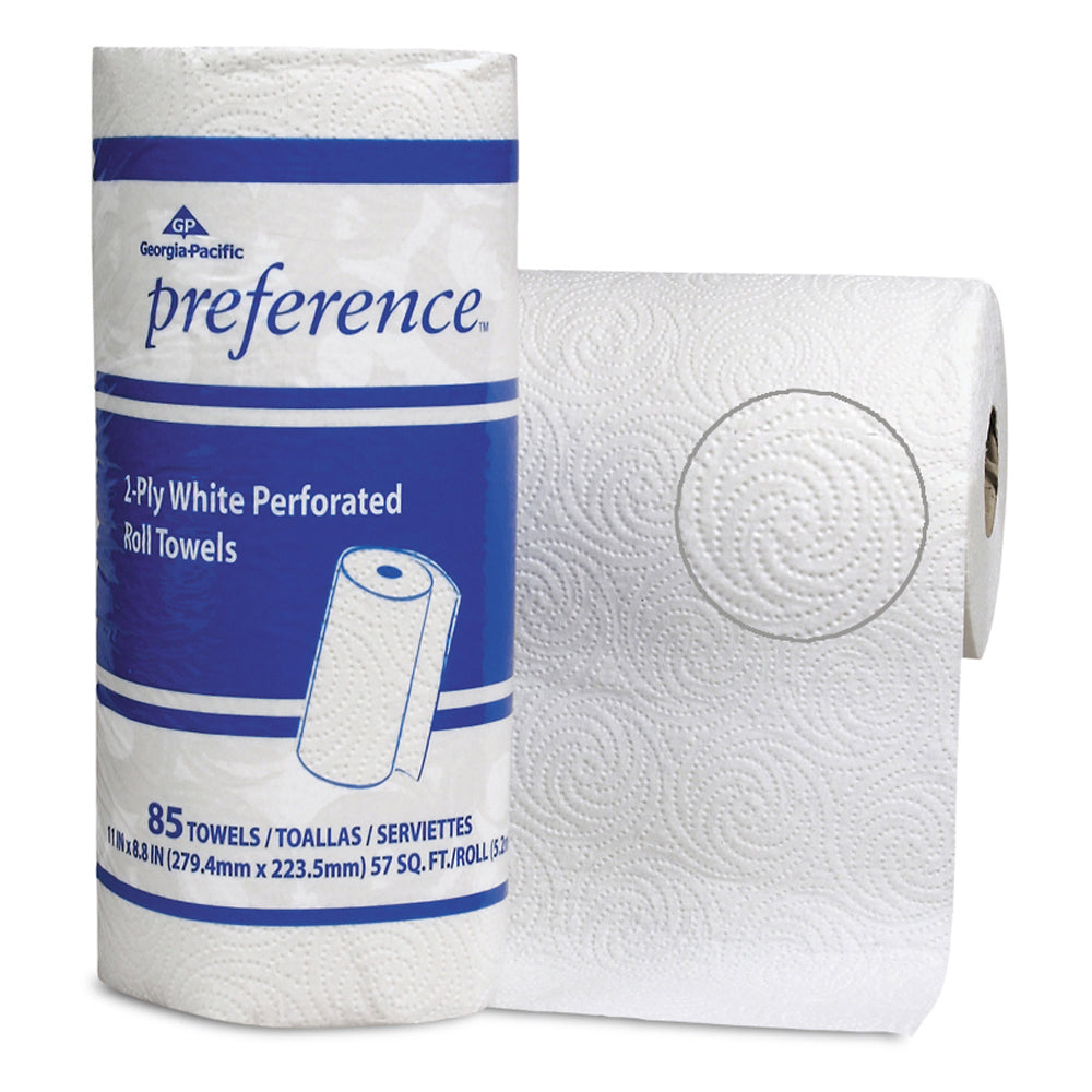 Preference 2-Ply Perforated 11 Inch Width Roll Towels 85 Sheets Per Roll - 30 Per Case
