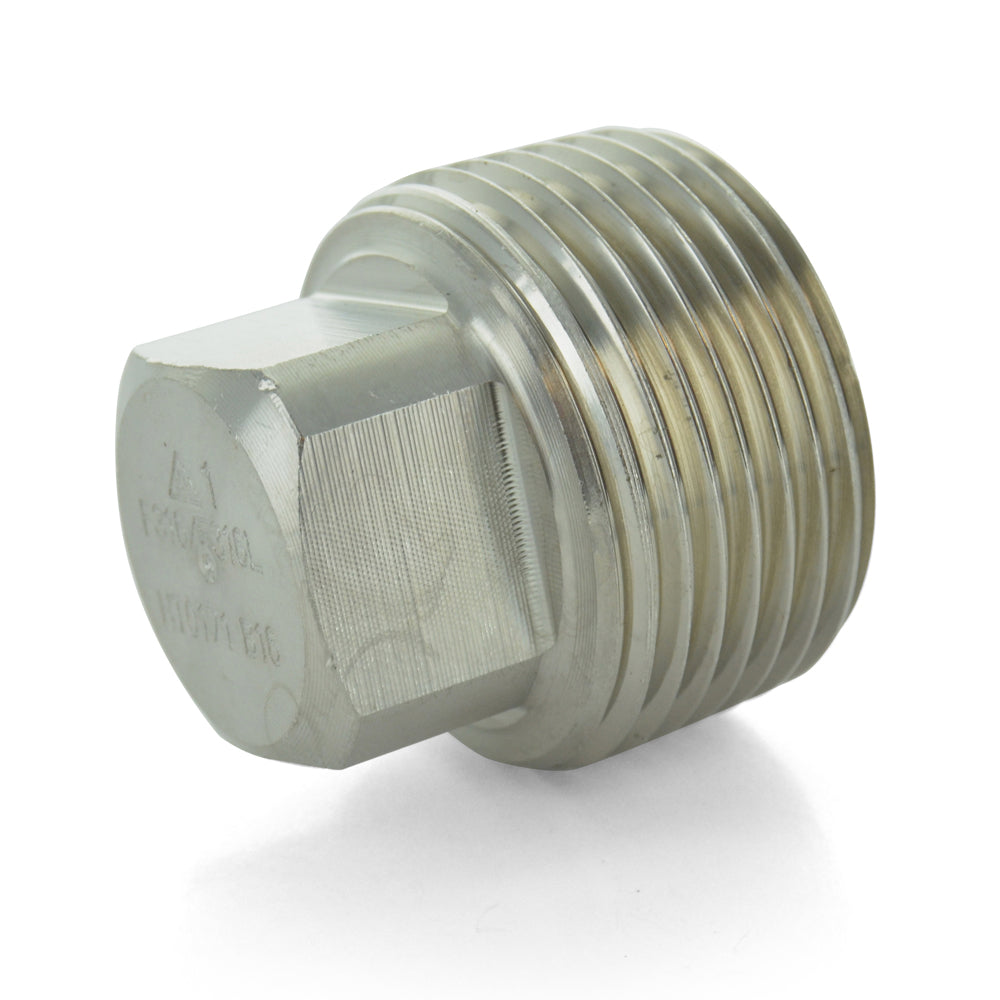 1/8" Schedule 80 316 Stainless Steel Heavy Duty Square Plug
