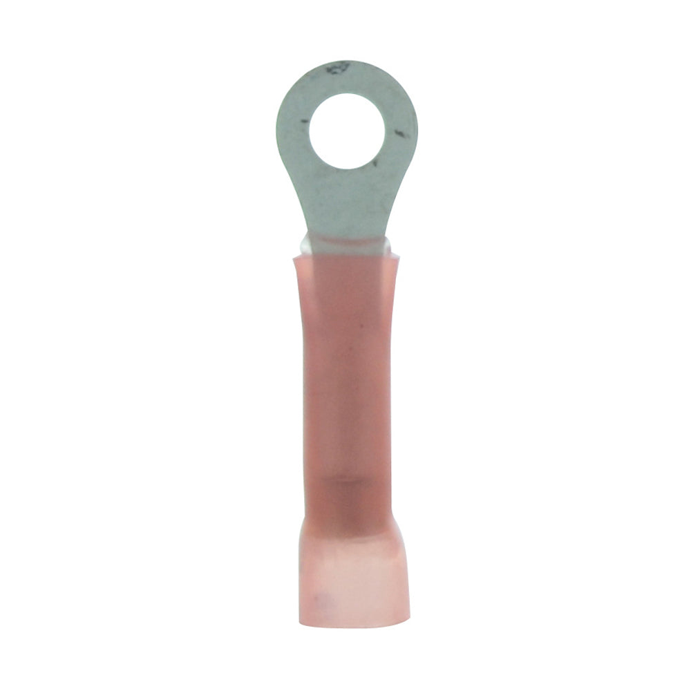22-18 Gauge Lead Free Heat Shrink, Crimp & Solder Ring Terminal #6 Stud Red
