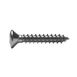 #10 x 1 Inch Plain 18-8 (A2) Stainless Steel Oval Slotted Type-A Self-Tapping Sheet Metal Screw