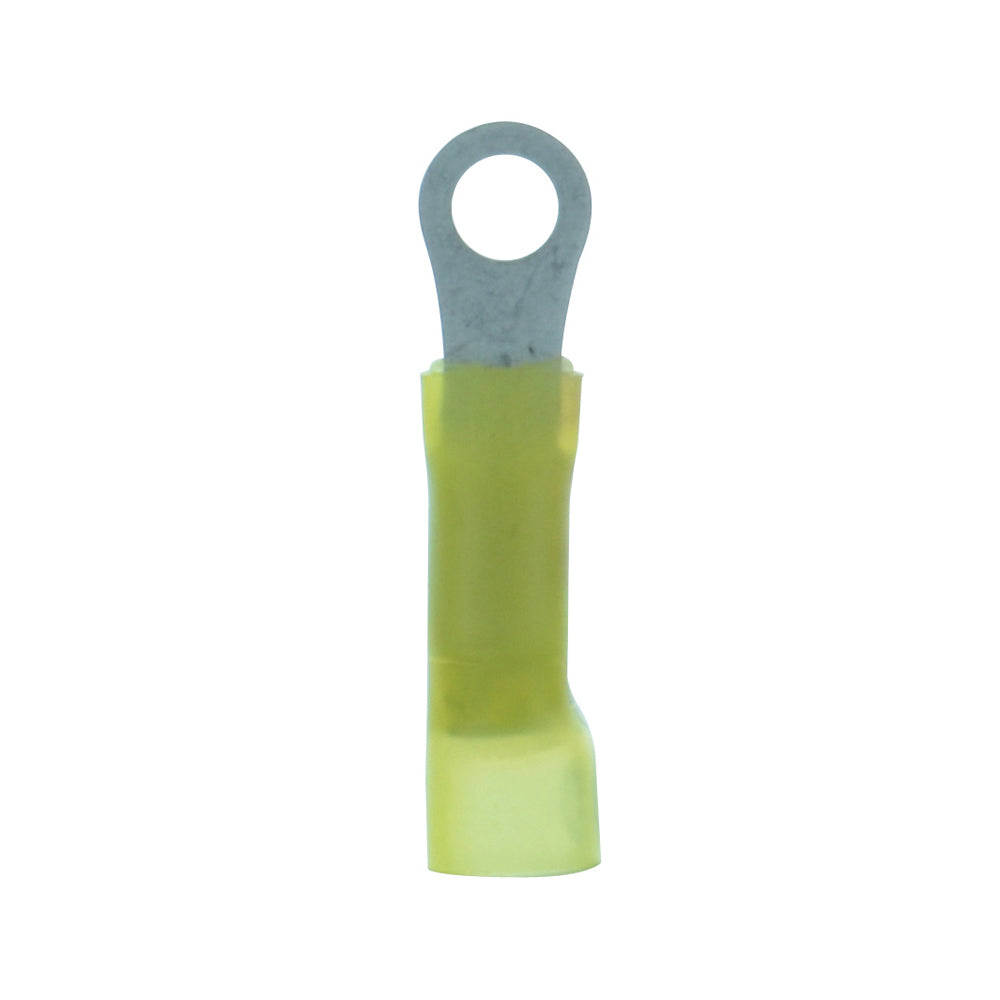 12-10 Gauge Lead Free Heat Shrink, Crimp & Solder Ring Terminal #10 Stud Yellow
