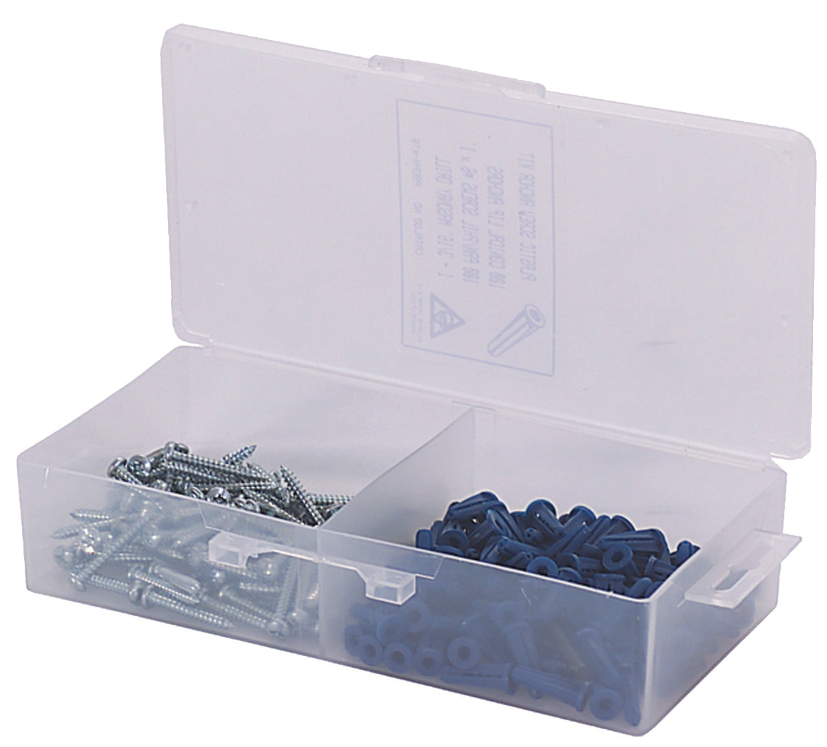 #10 x 1 Inch Bantam Plastic Conical Plug Anchor Kit - Includes (100) Anchor 1/4 x 4 Drill Bit (100) #10 x 1 Combo/Pan Head Screws Plastic Box
