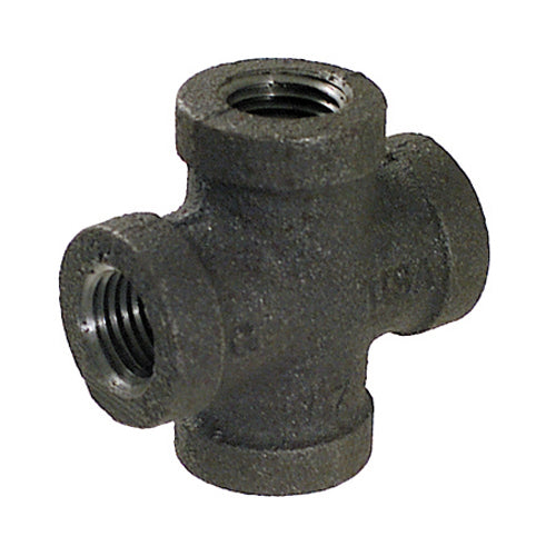 1/4 Inch Sch 40 Fnpt Black Welded Malleable Iron Cross USA