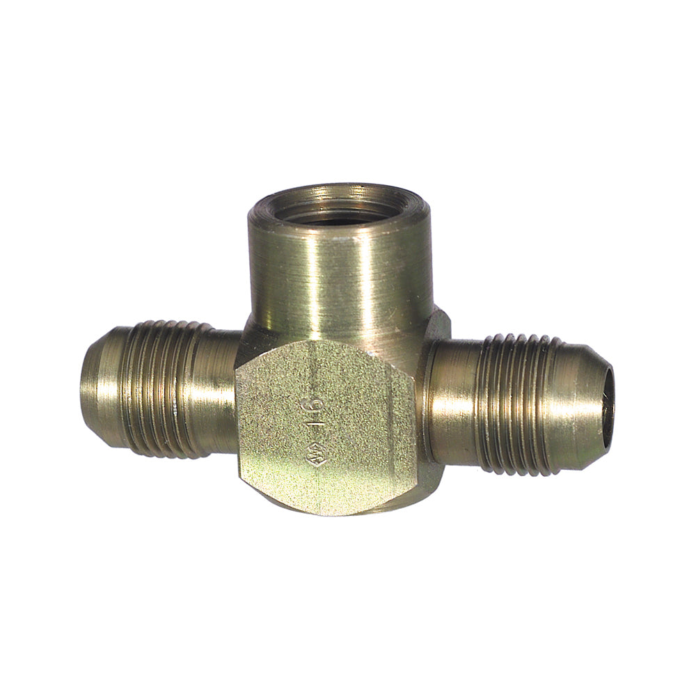 1/4 Inch 6000 psi Zinc Plated Yellow Dichromate Carbon Steel Jic 37 Degree Female Branch Tee