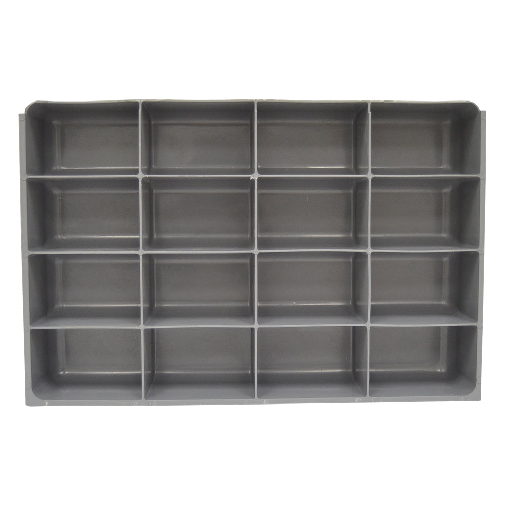 16 Compartment Gray Plastic Compartment Insert