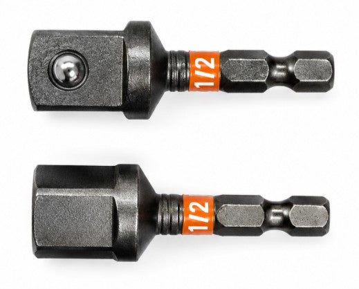 1/4""Put Hex X 1/2" Output Square Drive 1/4" Hex (Input) Square (Output) Shank 2" Length Steel Shockwave™ Socket Adapter