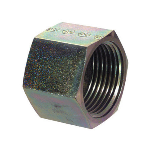 1-1/4 Inch 4000 psi Zinc Plated Carbon Steel Flat Face O-Ring Adapter - Cap