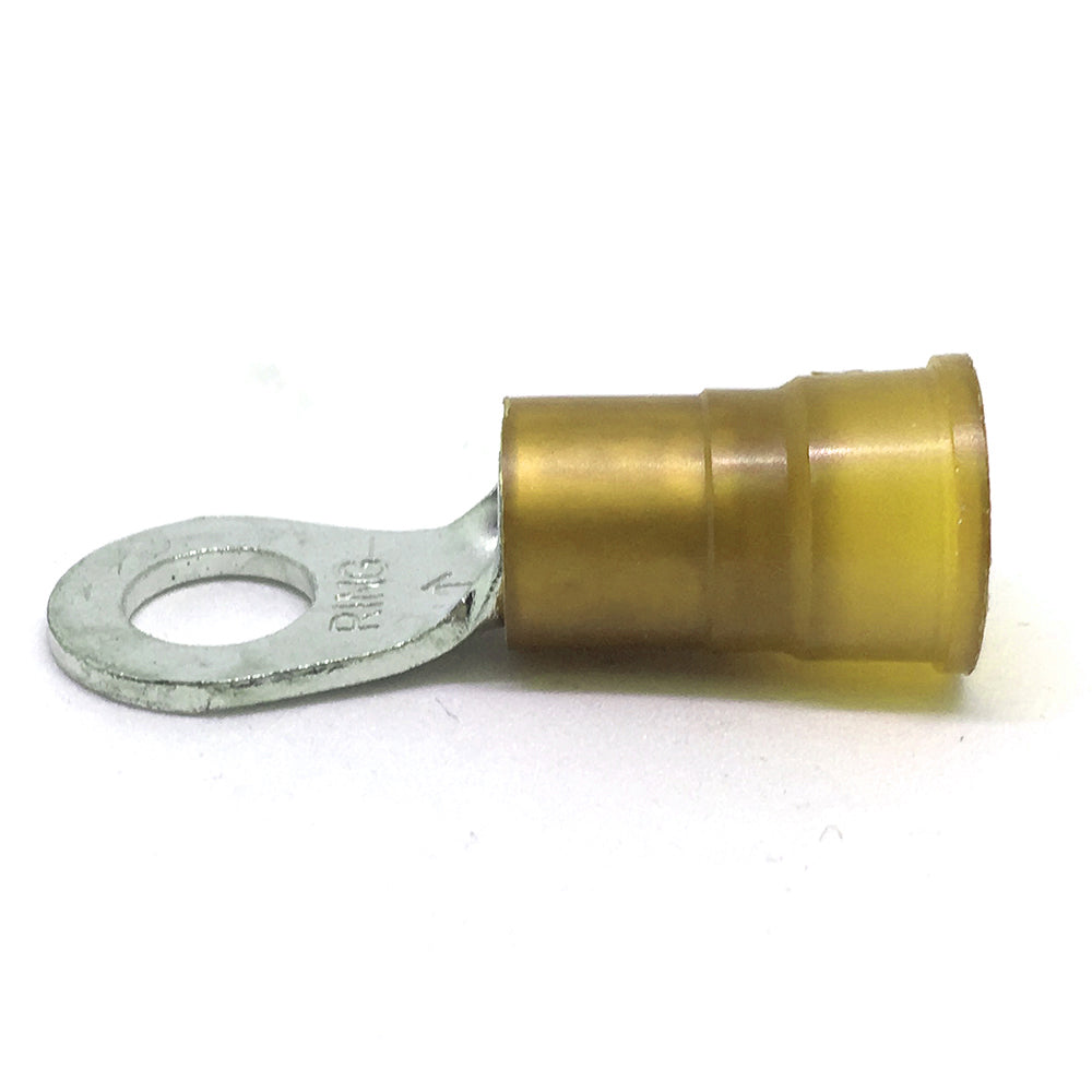 4 Gauge Nylon Insulated Ring Terminal Yellow 3/8 Inch Stud