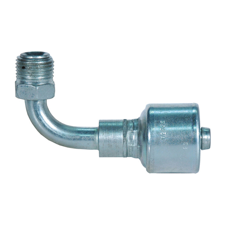 3/8 Inch x 3/8 Inch SAE Male Inverted Swivel - 90 Degree Bent Tube Tuffcoat Lead Free MegaCrimp Coupling