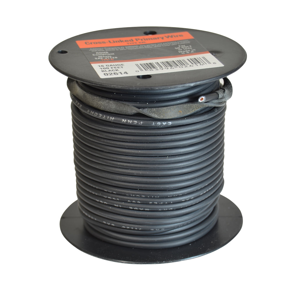 16 Awg Cross Link Primary Wire 100 Foot Roll Black