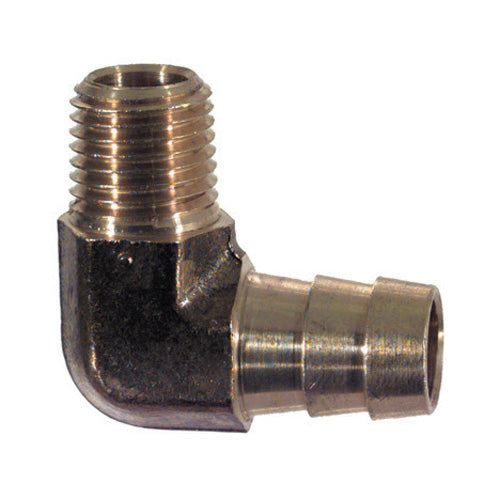 3/8 Inch x 3/8 Inch Mpt x Barb Hose CA360-Ca345 Brass 90 Degree Elbow