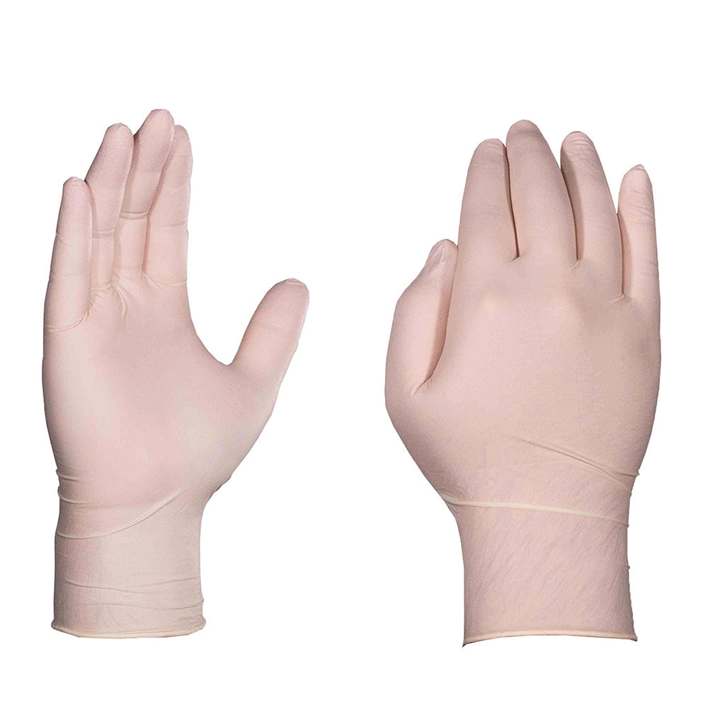Ammex Medium 5 Mil Ivory Textured Latex Powder Free Gloveplus Premium Exam Glove - 100 Per Box