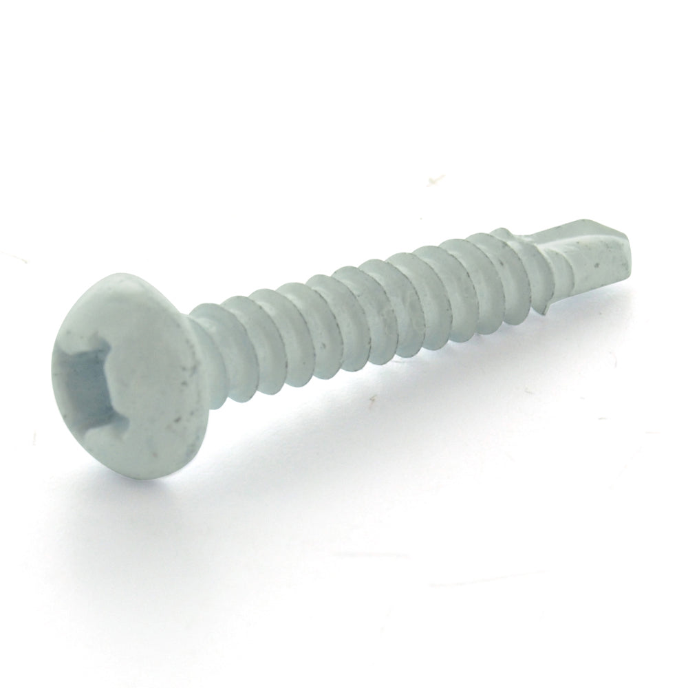 #8 x 1 Inch Painted Self-Drilling Pan Head Square Drive Screws - White