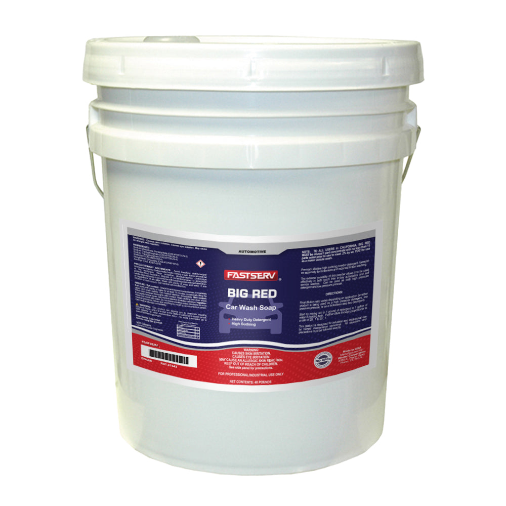 FastServ Big Red Car Wash Powdered Soap - 40 lb Drum