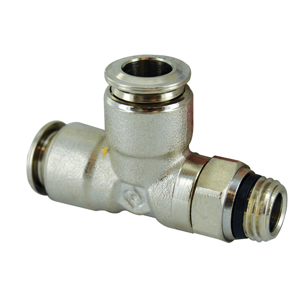 3/8 Inch Tube x 1/4 Inch Pipe Swivel Run Tee - Universal Thread