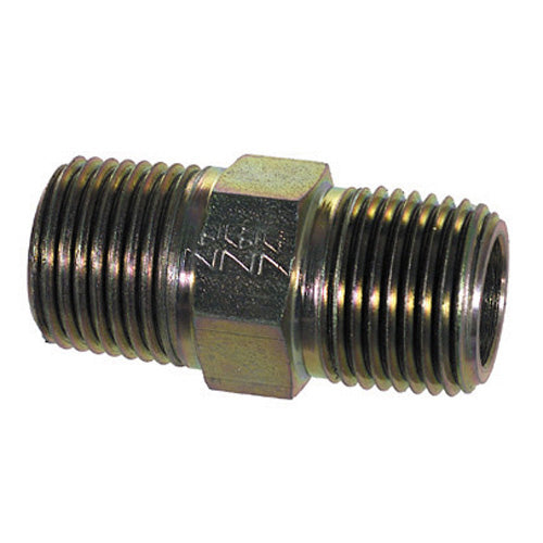 3/4 Inch x 1/2 Inch 5500 psi Zinc Plated Yellow Dichromate Carbon Steel Hex Pipe Nipple