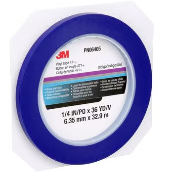 1/4 x 108 Foot 3M #471 Blue Vinyl Plastic Tape
