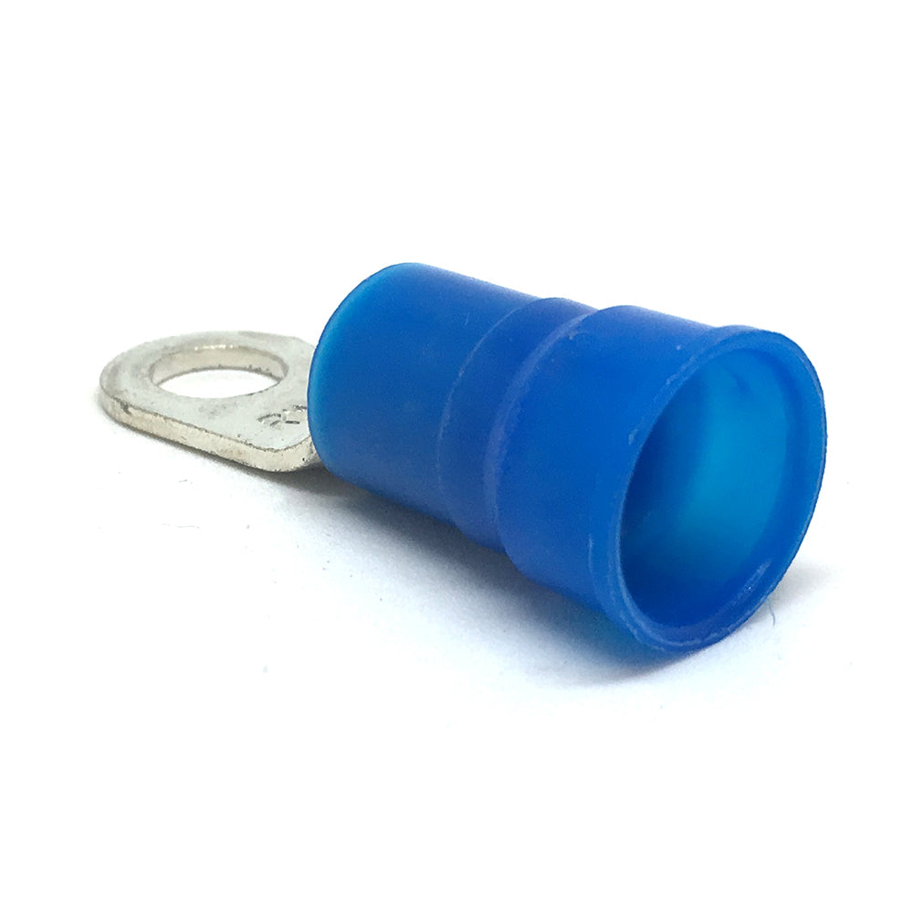 6 Gauge Nylon Insulated Ring Terminal Blue 1/4 Inch Stud