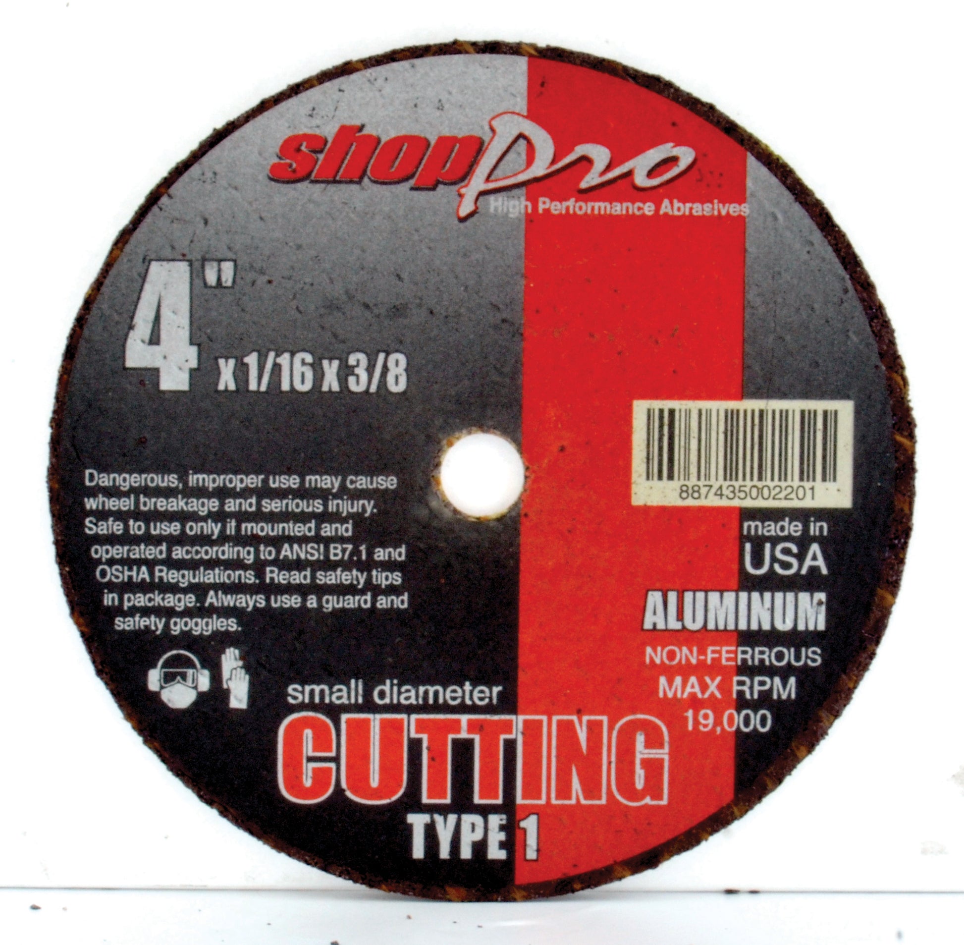 Shop Pro 4 Inch x .035 Inch x 3/8 Mini Type 1 Aluminum Cut-Off Wheel