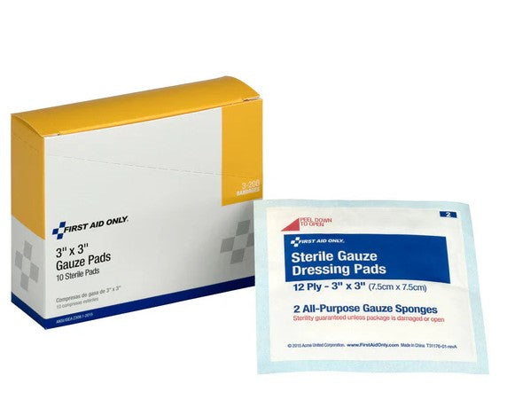 3 Inch x 3 Inch Sterile Gauze Pads - Pack of 10
