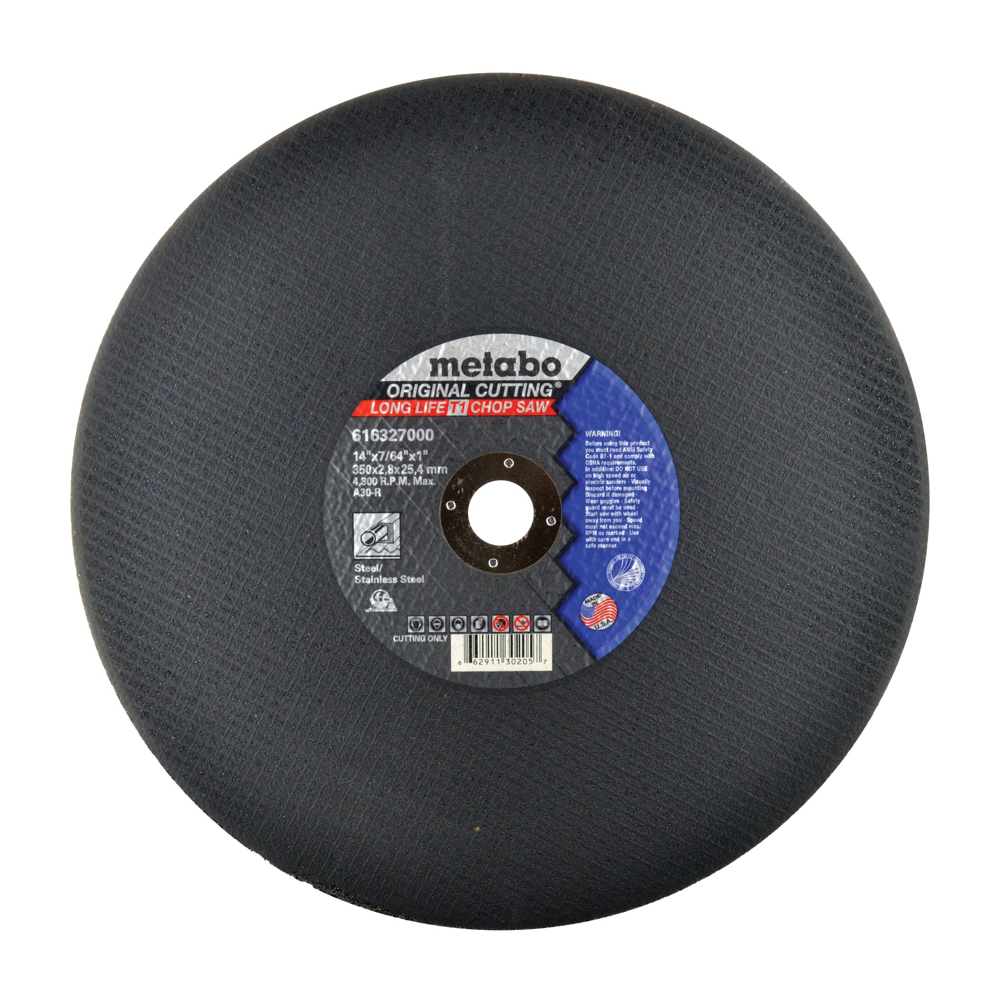 14 Inch x 7/64 Inch x 1 Inch Chop Saw Abrasive Cut-Off Wheel A30R
