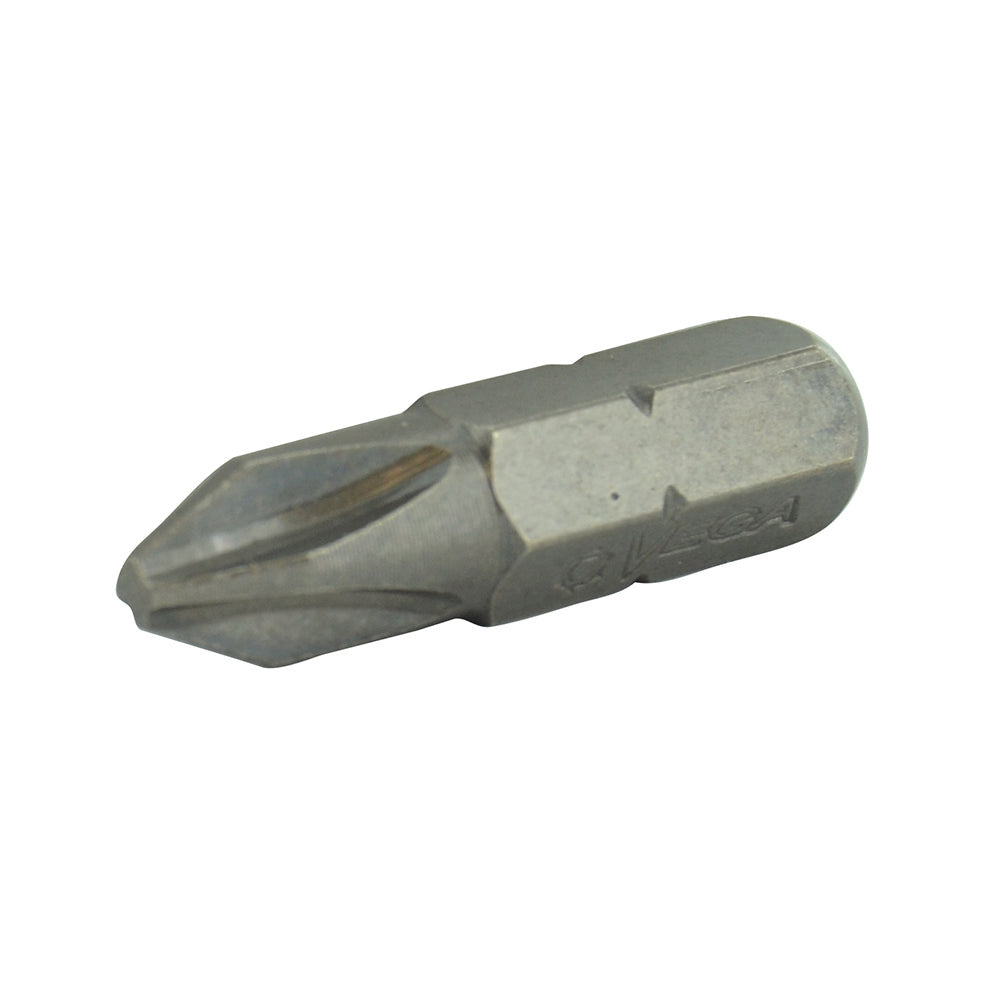 Phillips® Drive 1/4 Inch Hex Shank #2 Tip 1 Inch Length Gunmetal Gray Steel Insert Bit