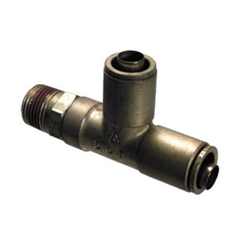 1/8 Inch x 1/4 Inch Brass Male Swivel Run Tee Push On Air Brake Connector