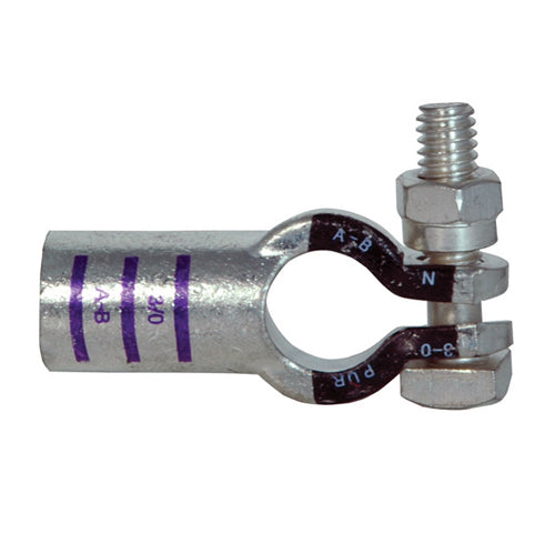 3/0 Awg Purple A-B Electro-Tin Plated Solid Cast Copper Heavy Duty Negative Eco-Max® Straight Battery Terminal