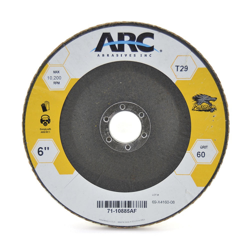 6 Inch x 7/8 Inch 80 Grit Type 29 Predator® Performance Coated Fiberglass Flap Disc